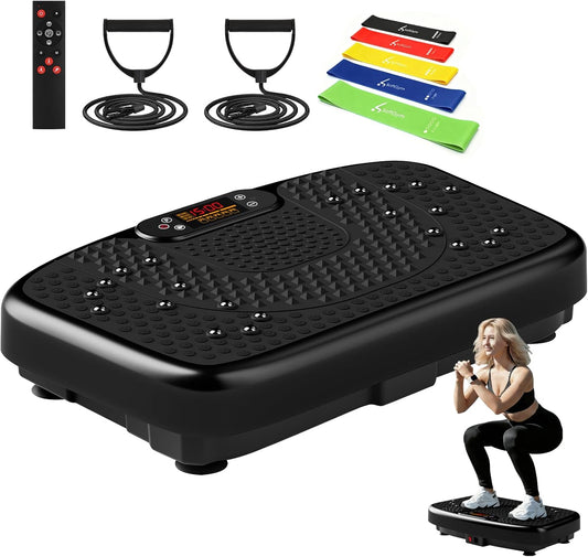 Vibration Plate Exercise Machine with Resistance Bands – Full Body Workout Platform for Home Fitness