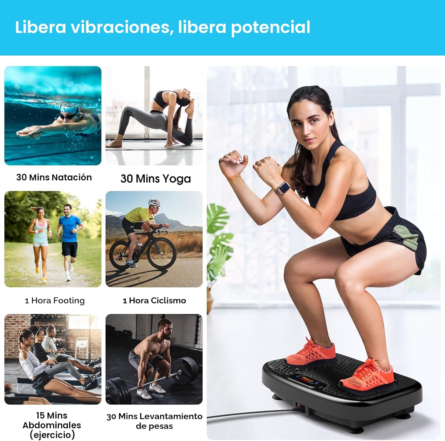 Vibration Plate Exercise Machine with Resistance Bands – Full Body Workout Platform for Home Fitness