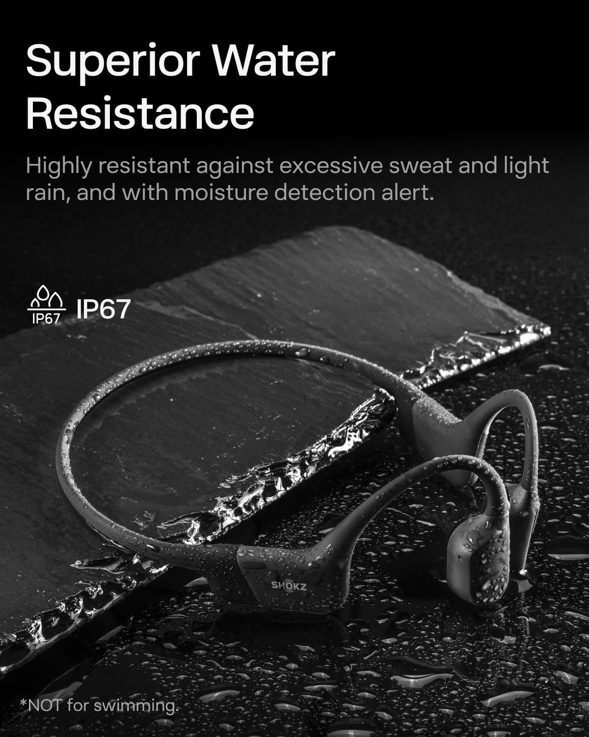 SHOKZ OpenRun Bone Conduction Headphones – Wireless Bluetooth Sports Headphones with USB-C, Sweat Resistant, Open Ear Design for Running & Workouts