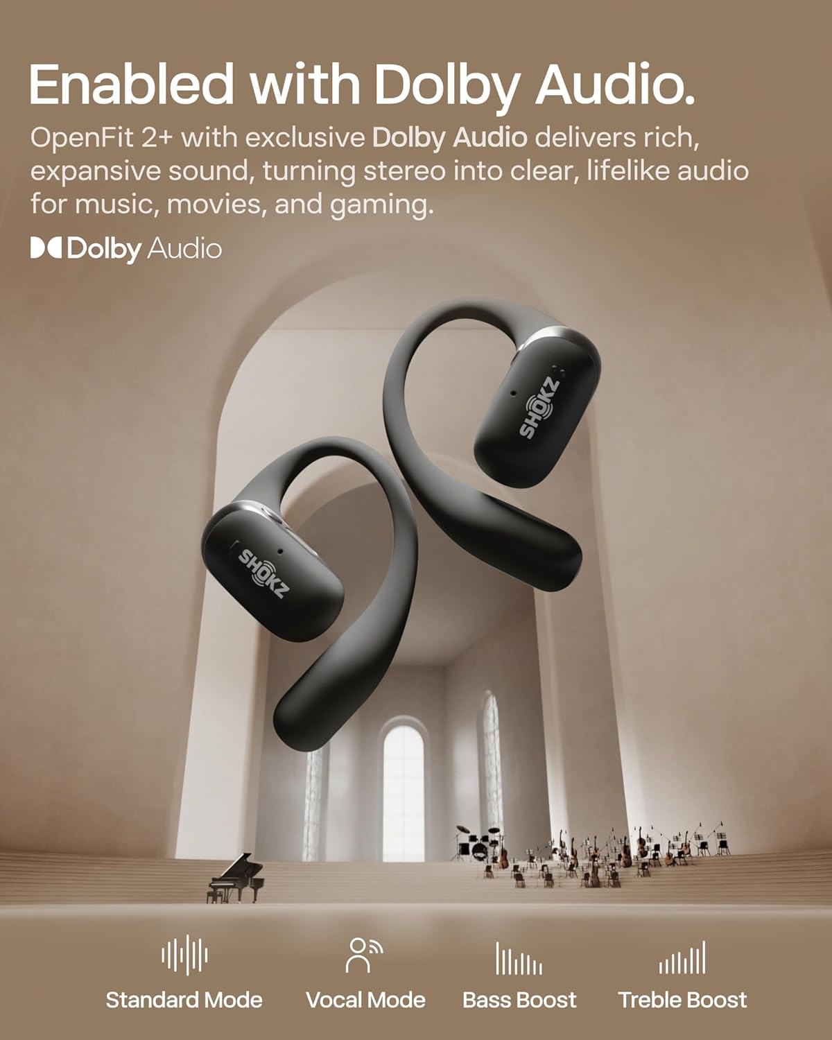 SHOKZ OpenDots ONE Open-Ear Clip-On Wireless Earbuds with Microphone, Bluetooth, Dolby Audio, Lightweight Comfortable Fit