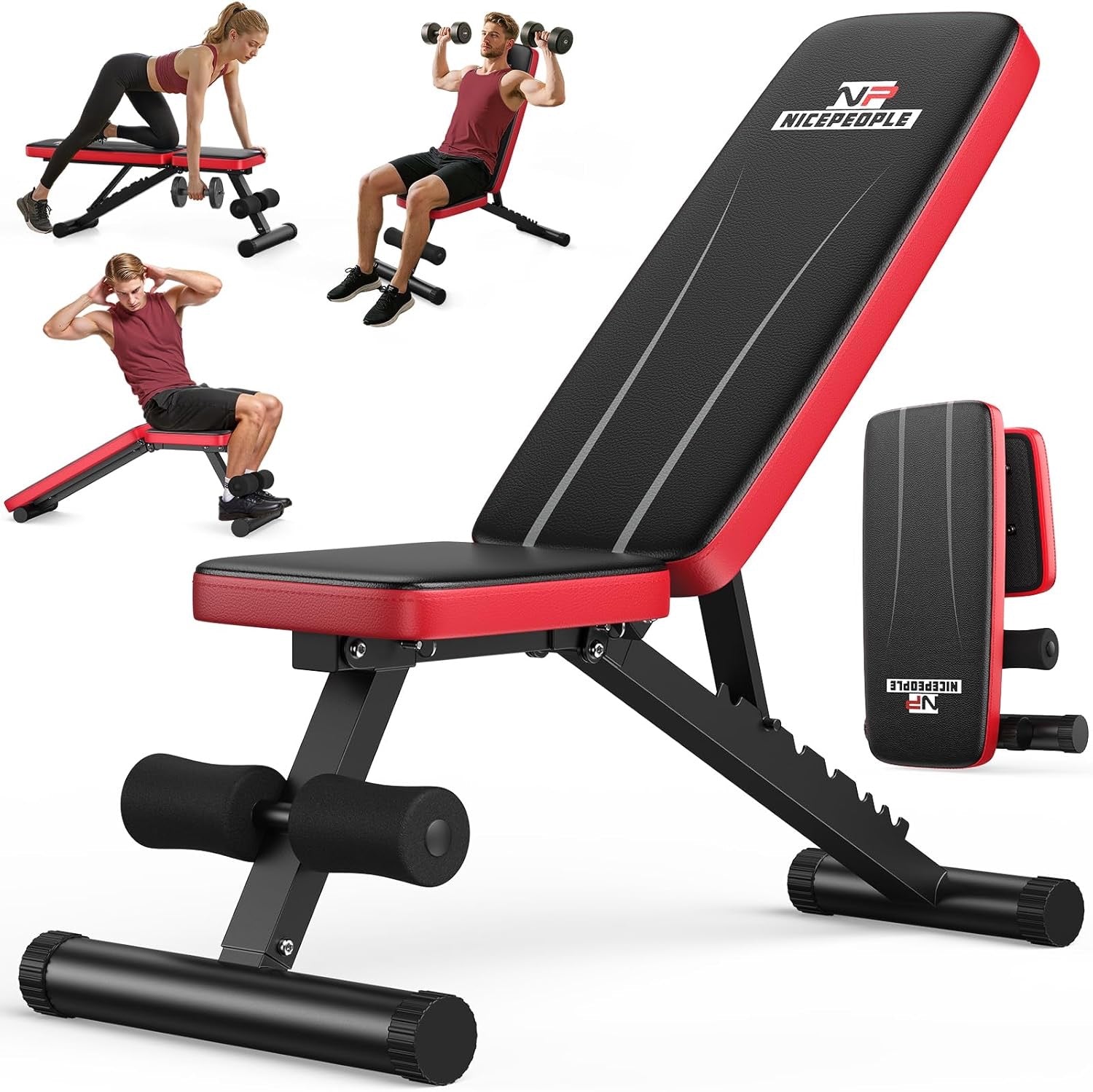 Adjustable Weight Bench for Home Gym – Foldable Workout Bench with 8 Back Positions, Heavy Duty Steel, Full Body Training