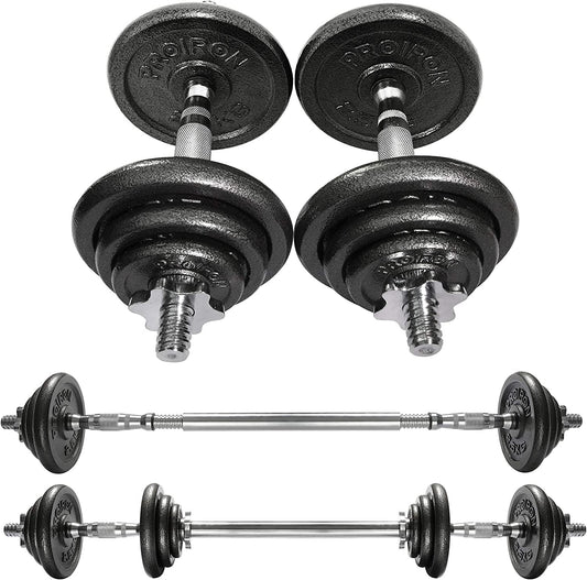 Adjustable Dumbbell Set 44LB Cast Iron – Home Gym Weights Kit with Barbell Conversion for Strength Training Fitness