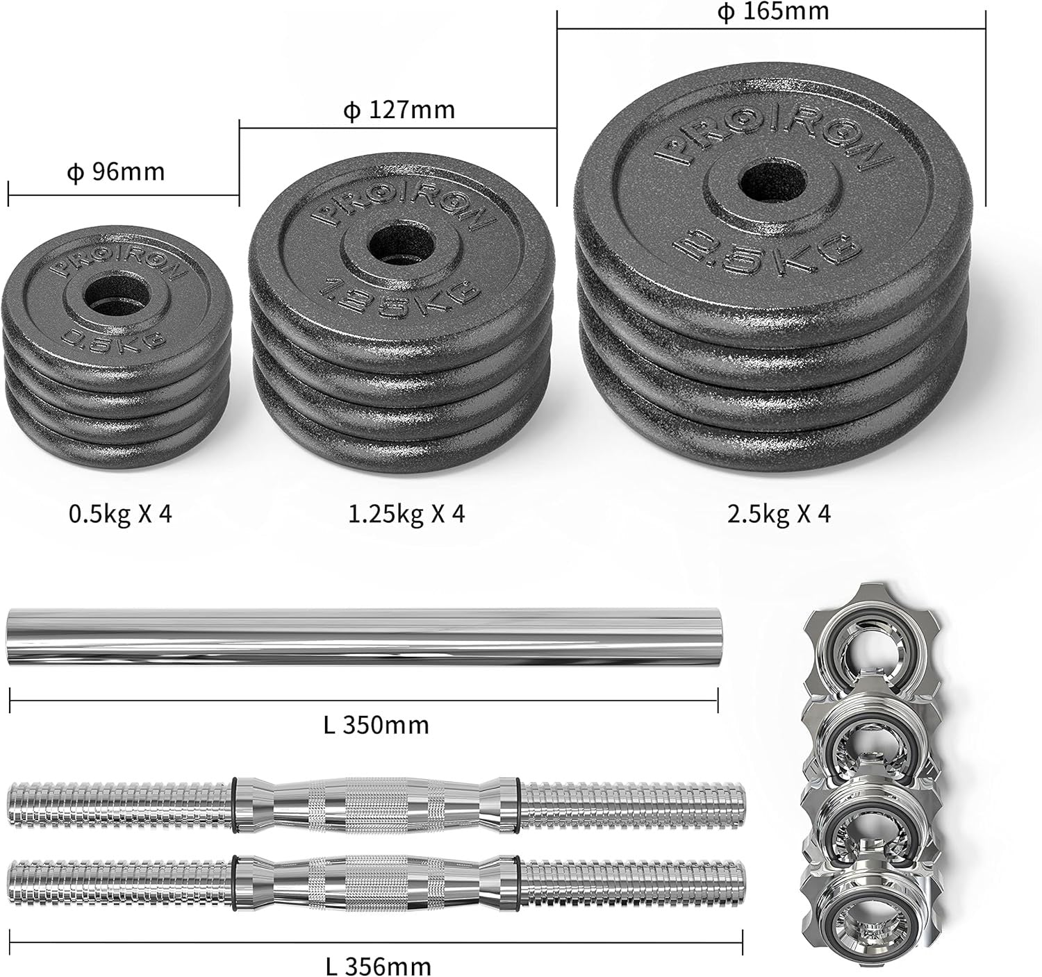 Adjustable Dumbbell Set 44LB Cast Iron – Home Gym Weights Kit with Barbell Conversion for Strength Training Fitness