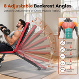 Adjustable Weight Bench for Home Gym – Foldable Workout Bench with 8 Back Positions, Heavy Duty Steel, Full Body Training