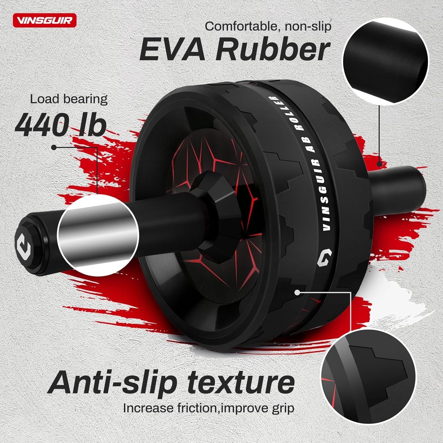 Vinsguir Ab Roller Wheel with Knee Pad – Core Workout Equipment for Home Gym & Full Body Training