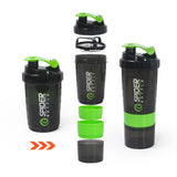 Premium 3-Layer Protein Shaker Bottle- 600ml Fitness Mixer Cup