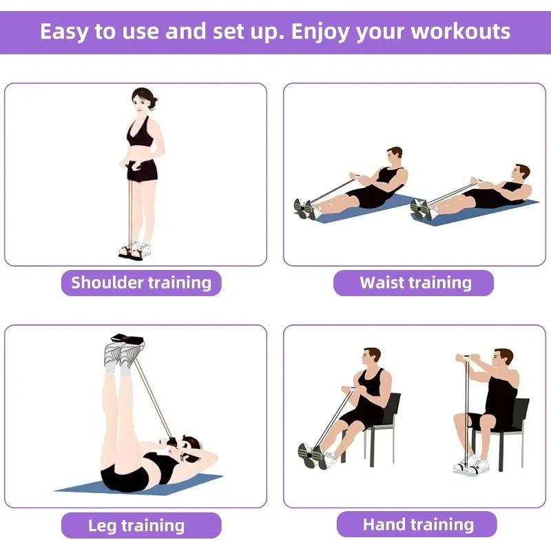 4-Level Resistance Band Tensioner with Non-Slip Handles-Home workout Resistance