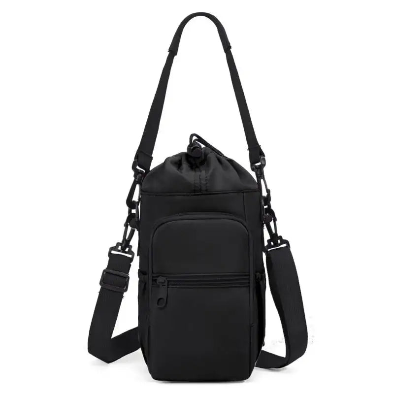 Hydration Bottle Carrier Bag with Phone Pocket – Adjustable Strap Travel Holder