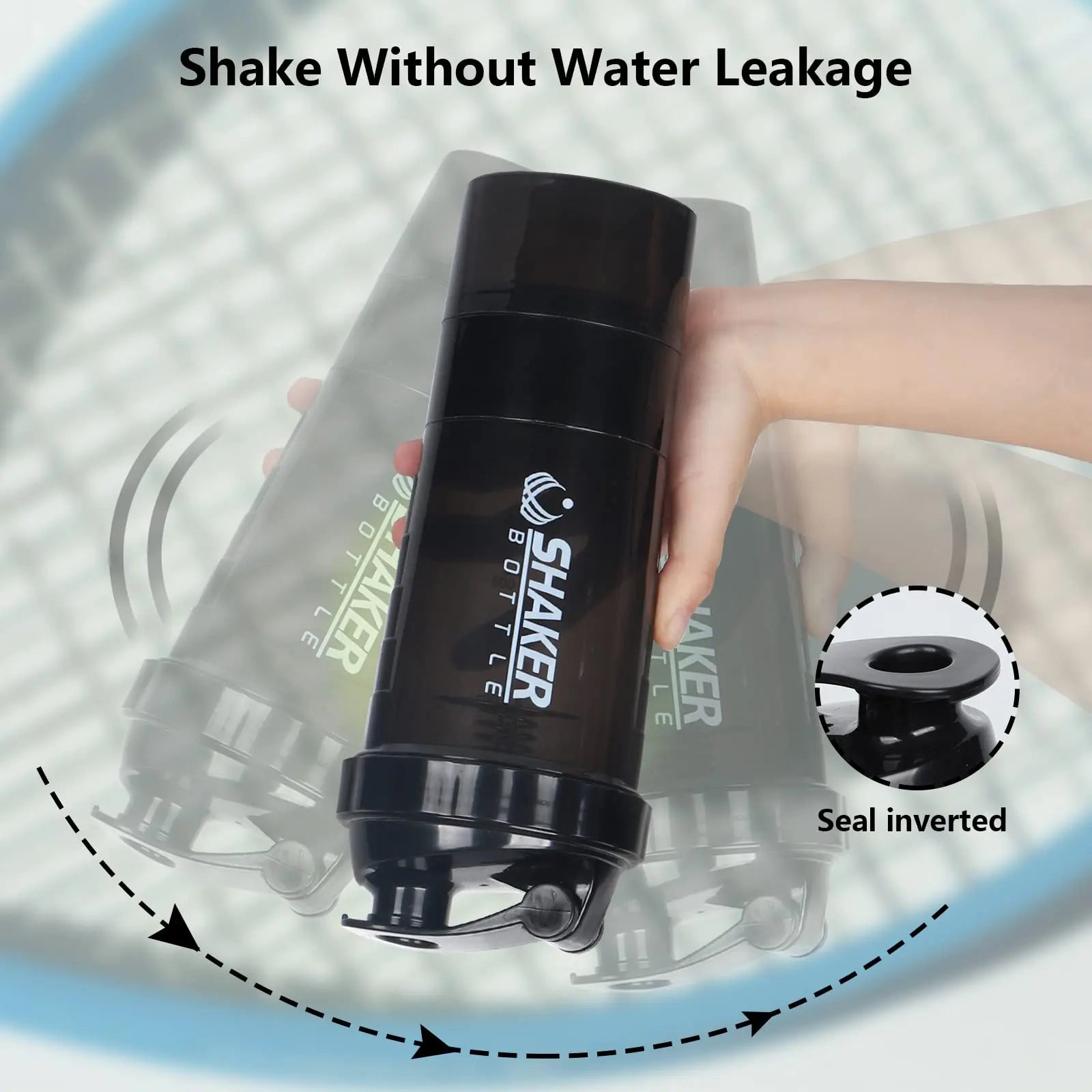 Premium 3-Layer Protein Shaker Bottle- 600ml Fitness Mixer Cup