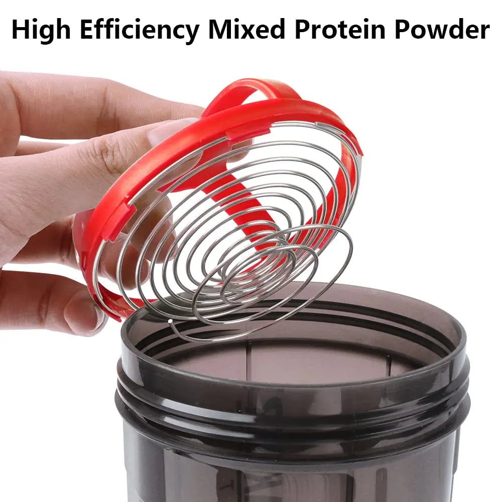 Premium 3-Layer Protein Shaker Bottle- 600ml Fitness Mixer Cup