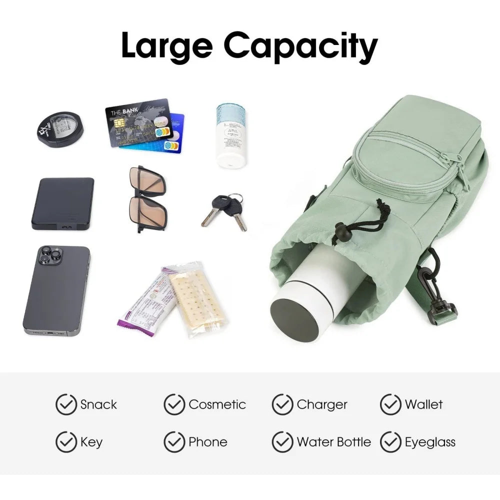 Hydration Bottle Carrier Bag with Phone Pocket – Adjustable Strap Travel Holder