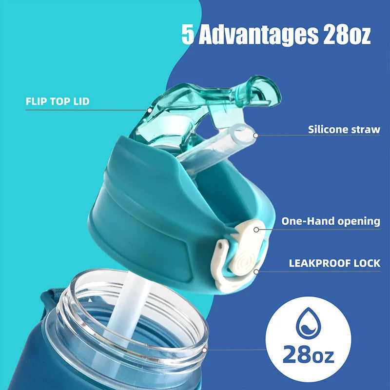 800ML Large Capacity Sports Water Bottle LeakProof Fitness Hydration Bottle