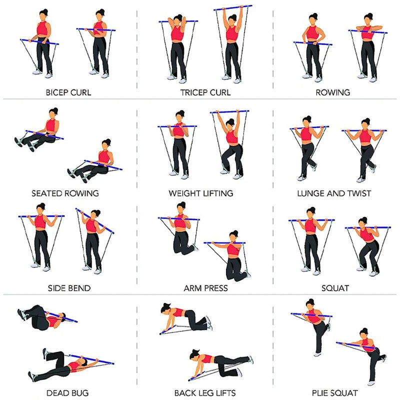Home workout Pilates Bar Kit-Full Body Trainer