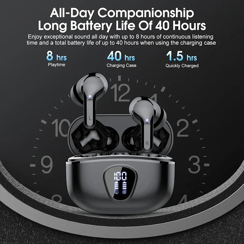 Wireless Earbuds-HD Sound, Noise Cancelling & Led Display