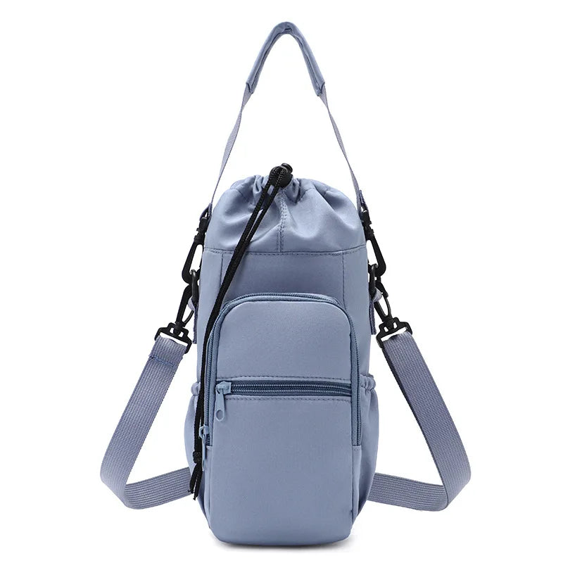 Hydration Bottle Carrier Bag with Phone Pocket – Adjustable Strap Travel Holder
