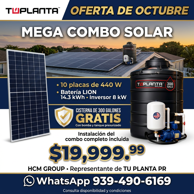Mega Combo Solar + Cisterna GRATIS